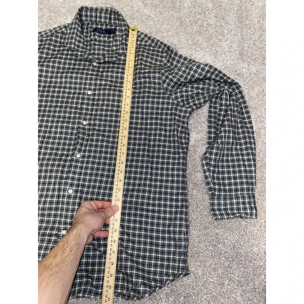 Polo Ralph Lauren‎ Shirt Mens XLT Gray/white Striped Long Sleeve Blue Pony Logo